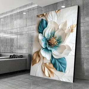 Modern Artistic Floral Motif Decorative Painting - Layered Mixed Flower Art Prints, Hand-Packed Vibrant Wrapped Wall Art, Home Decor for Living Room, Bedroom