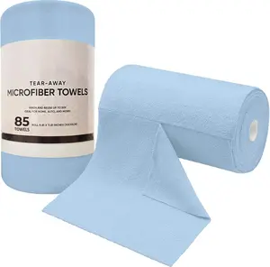 Microfiber Cleaning Cloth Roll, 85 Pack  Away Towels, Lint Free, Absorbent, Streak Free, Non-Abrasive,  and Washable Dish Rags for  and Household Supplies, 11.81x11.81 Inches (Blue)