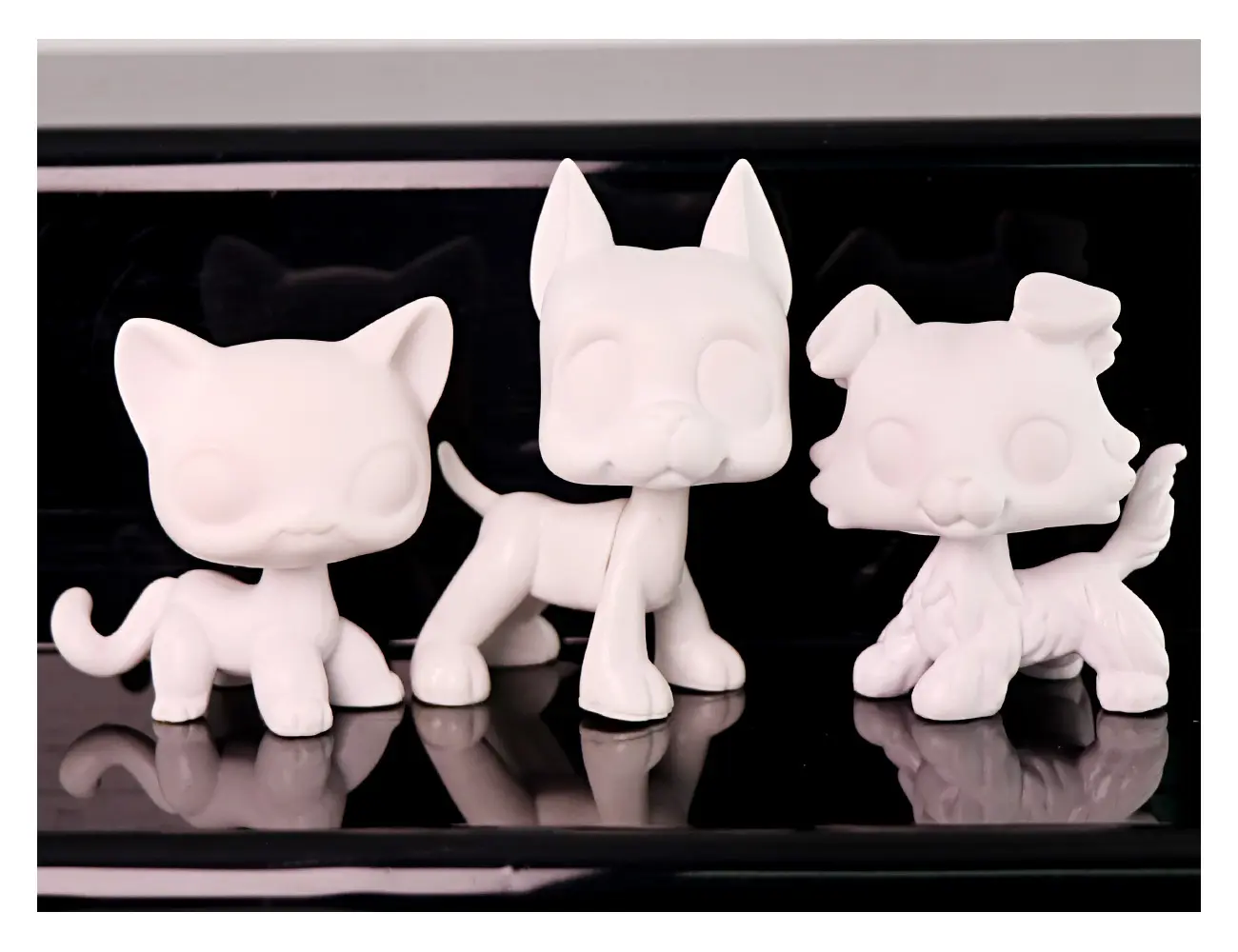 High-Quality ABS/PVC 3-Pc White Base Blank Painting Kit - Cute Animal Toy Set for Decorative Clay Animal Miniature Cats & Dogs Handicraft, Collectibles Best Gift for 12+ Years Children (H12)
