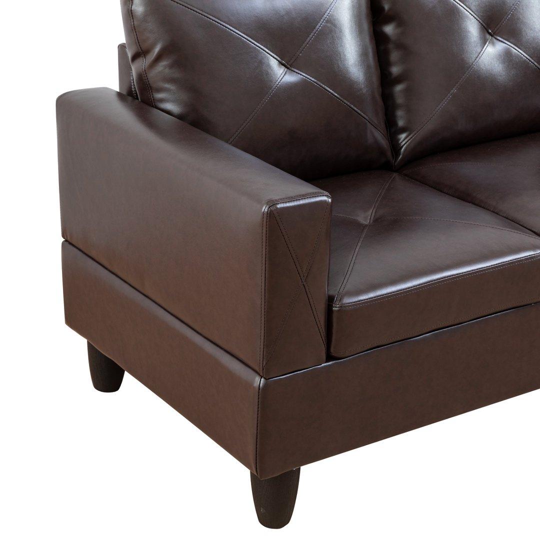 Brown Faux Leather 3-Piece Couch Living Room Sofa Set