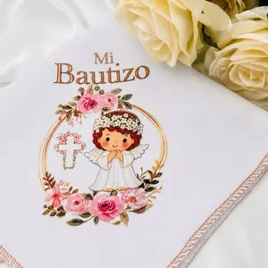 Recuerdos Para Bautizo Servilletas 12pcs Napkins - 12x12” Baptism Favor, 100% Polyester,  Servilletas de tela