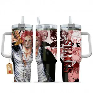 Shanks  OOne Piecee Anime Custom Tumbler 40Oz Stainless Steel Tumbler With Handle.