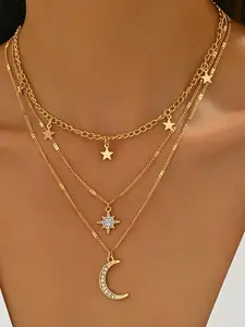 Women's Elegant Boho Style Layered Necklace, Dainty Boho Necklace, Fashion Jewelry for Party, Daily Clothing Decor, Trendy All-match & Exquisite Jewelry for Birthday Gift, Dangling Charms Necklace