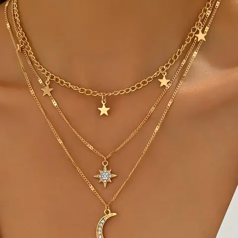 Women's Elegant Boho Style Layered Necklace, Dainty Boho Necklace, Fashion Jewelry for Party, Daily Clothing Decor, Trendy All-match & Exquisite Jewelry for Birthday Gift, Dangling Charms Necklace, Dainty Layering Jewelry, Jewelry Gifts