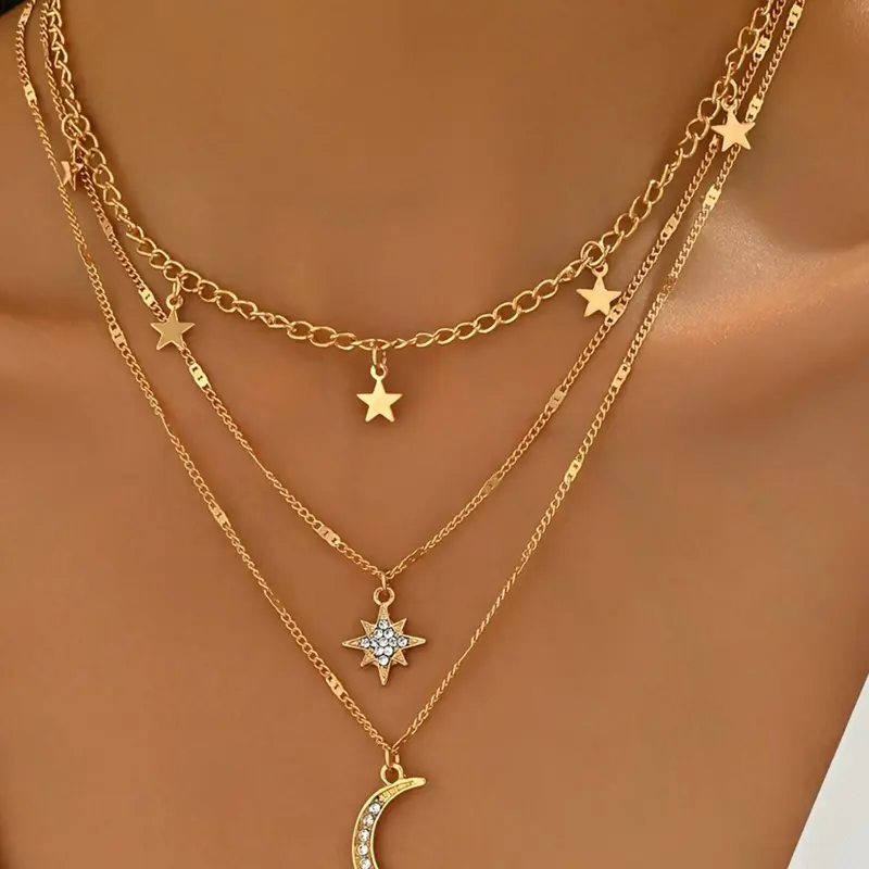 Women's Elegant Boho Style Layered Necklace, Dainty Boho Necklace, Fashion Jewelry for Party, Daily Clothing Decor, Trendy All-match & Exquisite Jewelry for Birthday Gift, Dangling Charms Necklace, Dainty Layering Jewelry, Jewelry Gifts