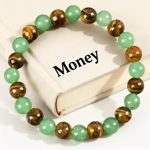 1pc Money Attraction  Bracelet with Green Aventurine & Tiger Eye - blue friendship bracelet beaded jewelry protection bracelet encouragement gift fashion artificial bracelet of the day Colorblock Beaded Crystal Bracelet