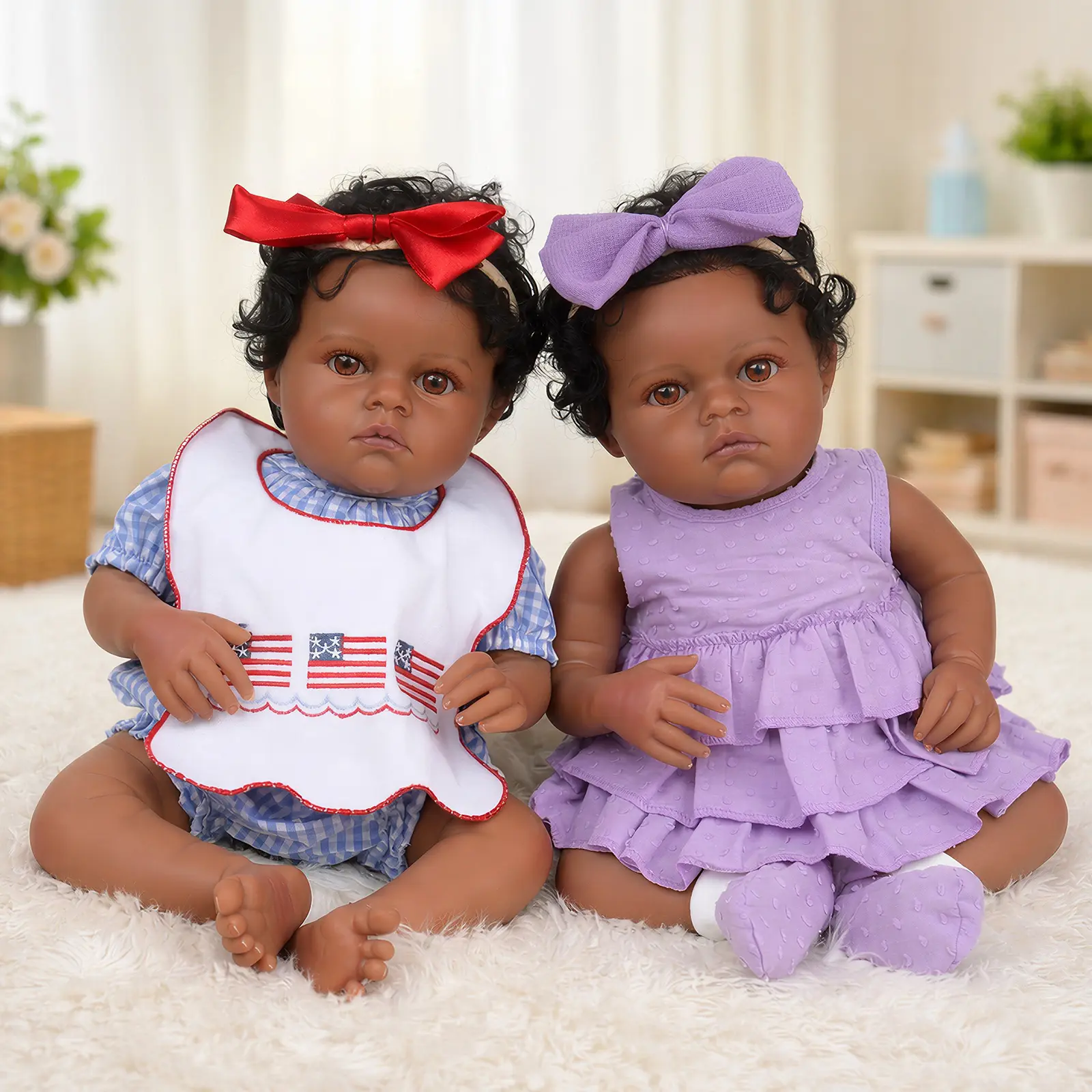 2* 20 In African American Black Skin Dolls Combo