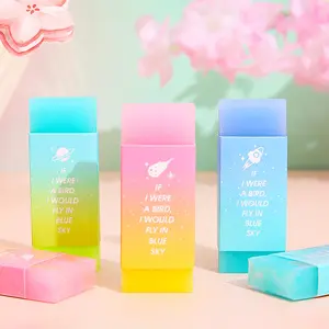 Macaron Rainbow Color Transparent Eraser, Girl Pencil Rubber Eraser, Cartoon Pen Eraser, Office Supplies, Prize, Stationery