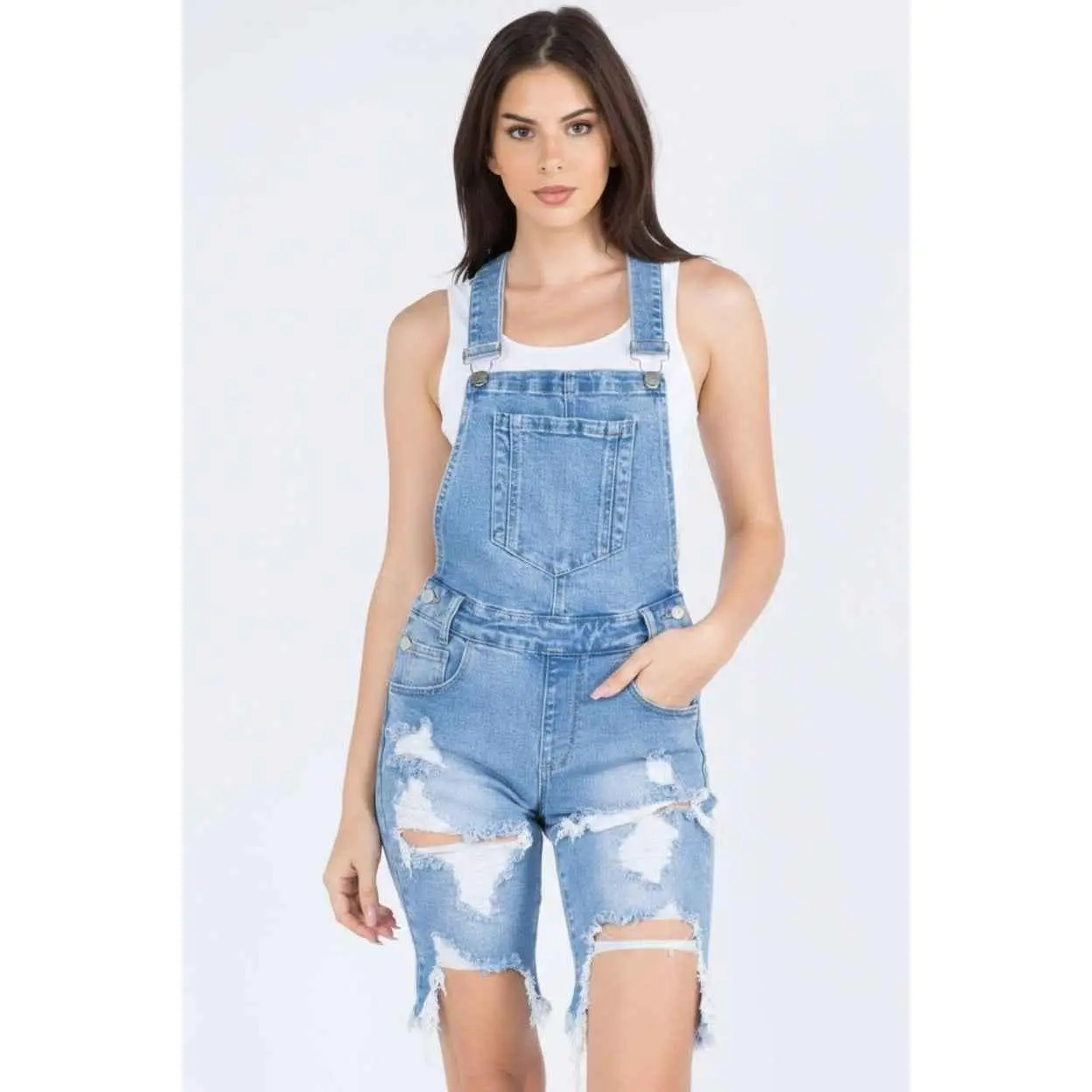 Blue Denim Short Overall Jumpsuit