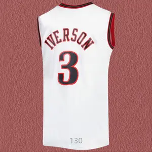 Allen Iverson Classic-Design stitched Basketball Jerseys Retro Men's Sleeveless White shirt
