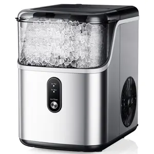 35lbs/24H Nugget Ice Maker Countertop,Portable Ice Maker Machine with Auto-Cleaning, ice cube makers, silver