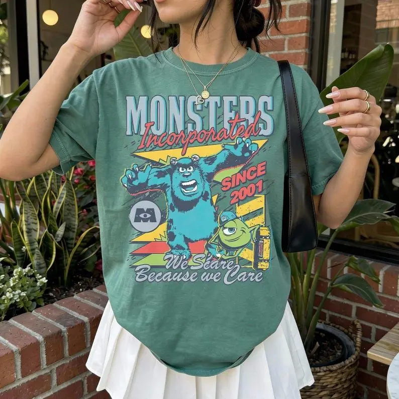 Comfort Colors® Monsters Incorporated Since 2001 We Scare Because We Care T-Shirt, Monsters University, Sulley & Mike Monster Inc Tee
