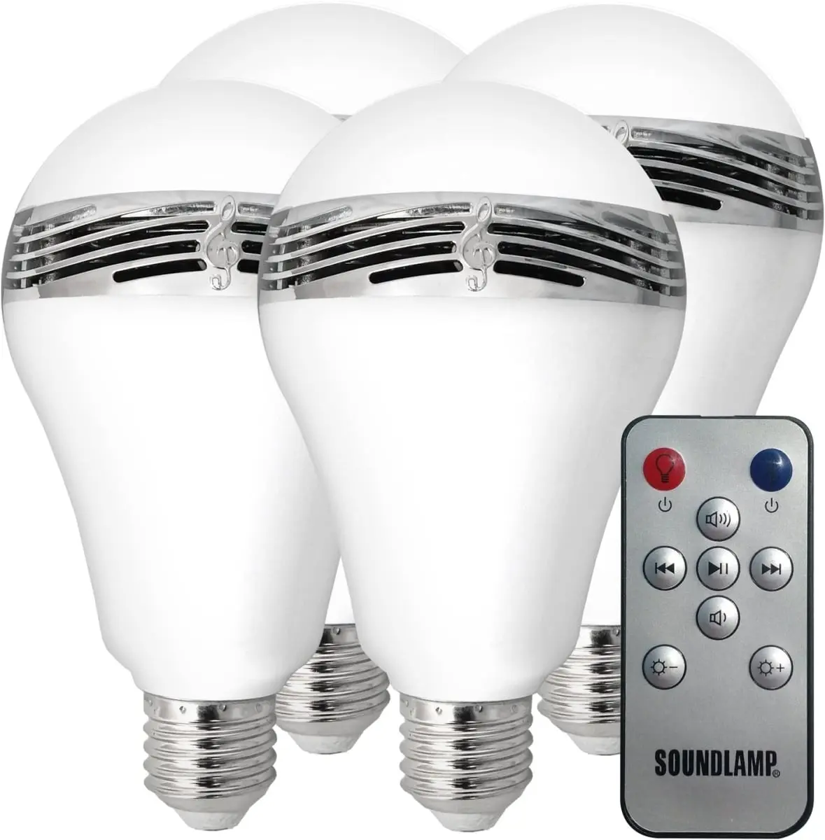 Tunes2Go BML-F04 Cool White Dimmable LED SoundLamp Light Bulb with Bluetooth Speaker & Bluetooth Amplifier Speakers, 1-to-N Function, Pack of 4, Bluetooth With Lights Speakers, Led Speakers