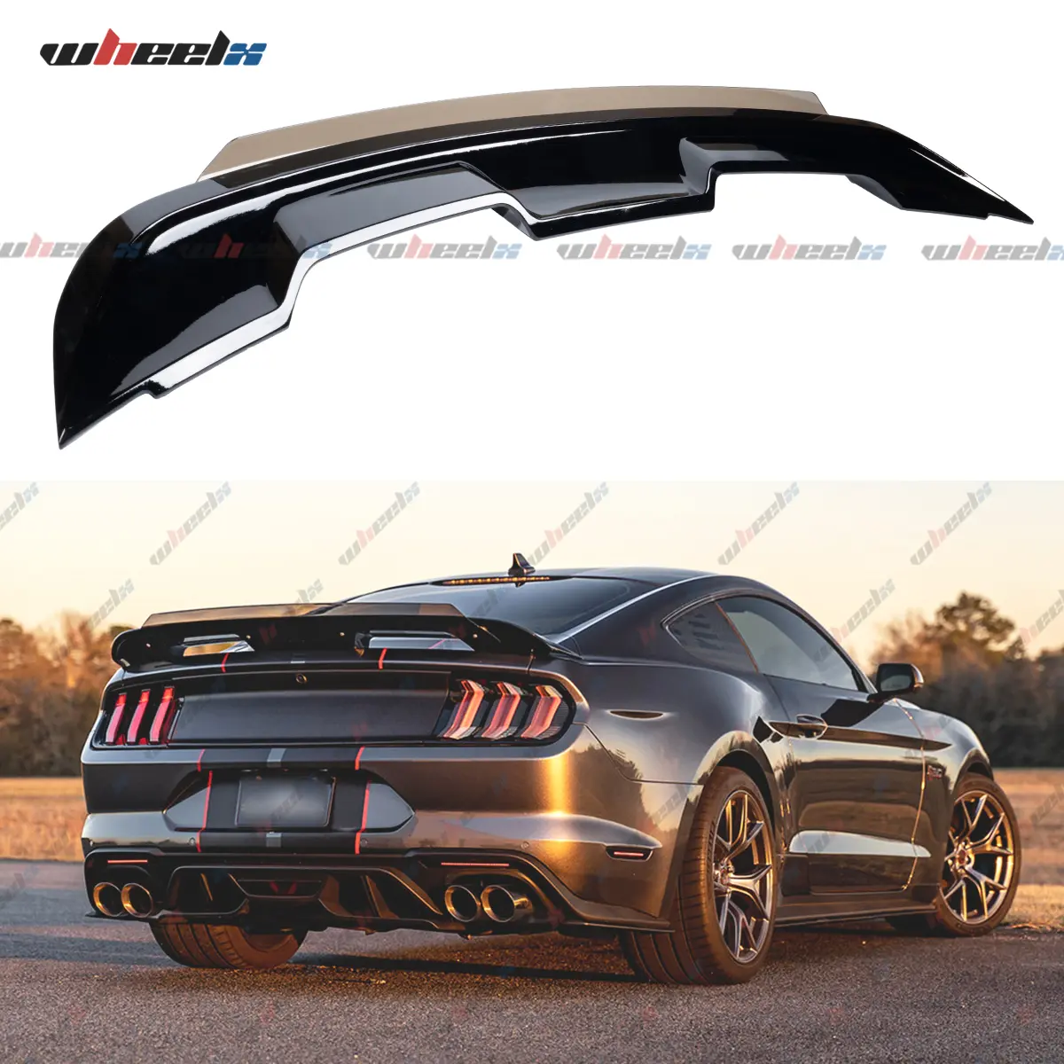 2015-2023 Ford Mustang GT500 - Carbon Fiber Wicker Trunk Spoiler with Smoked Cover,car accessories 2015-2023 Ford Mustang GT500 - Carbon Fiber Wicker Trunk Spoiler with Smoked Cover,car accessories