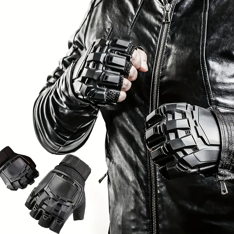 1 Pair Unisex Fingerless Gloves For Motorcycle Cycling, Hiking, Outdoor Training - Breathable, Touchscreen Compatible - For Men & Women - Perfect for Sports & Outdoor Activities - Ideal Gift for Adventurers