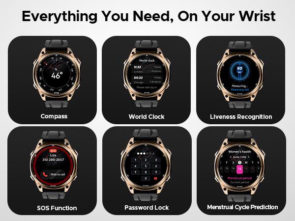 Anywise W1 AI Waterproof Sport Smartwatch, 1.43" AMOLED Touchscreen Display, Dual-Band GPS Smartwatch, 170+ Sports & Fitness Modes, 5ATM Waterproof Smartwatch
