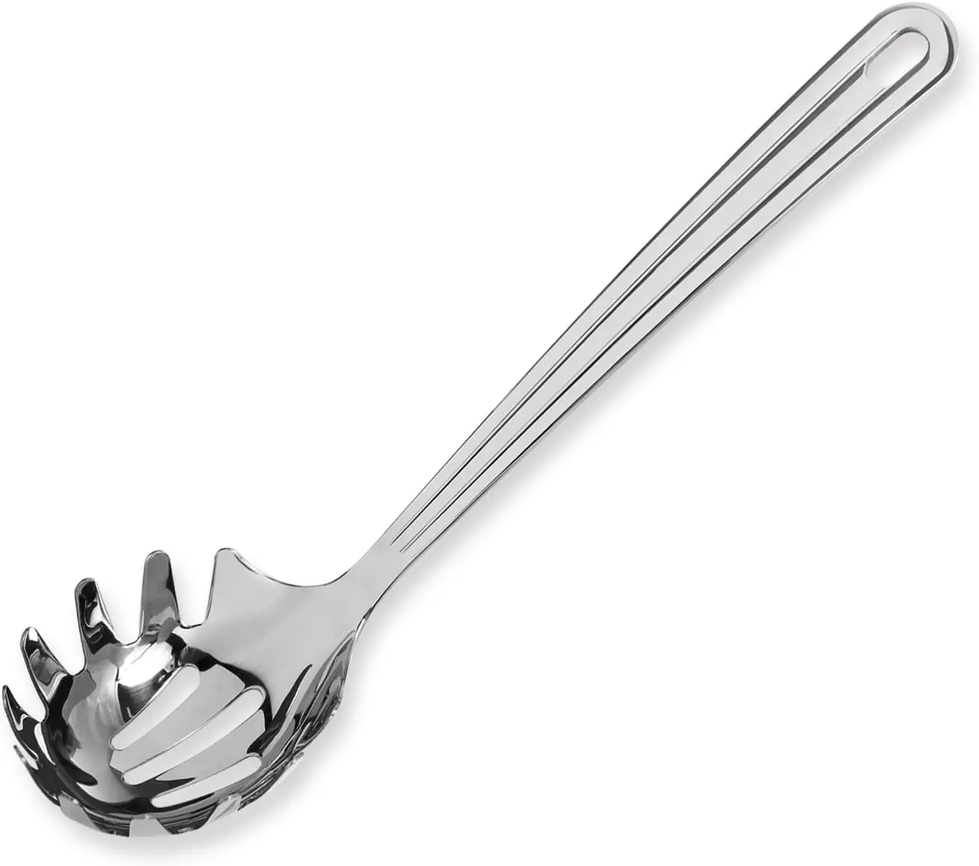 New Upgraded 12 inch Stainless Steel Spaghetti Server Spoon with Teeth - Pasta Fork Pasta Server Noodle Spoon Heavy Duty Cooking Utensils Classic Dishwasher Safe 1Pc
