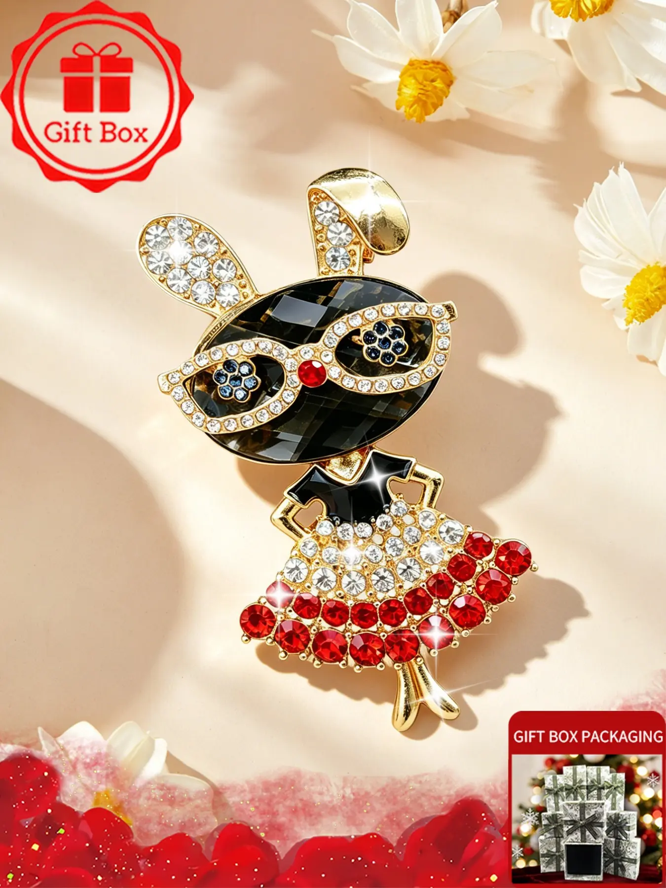 Rabbit Brooch, Brooch pin, with gift box, 2026 spring and summer new style, wearing at banquets and holidays, also be used as an accessory for autumn and winter sweaters and coats, perfect as a birthday gift for family, friends and couples