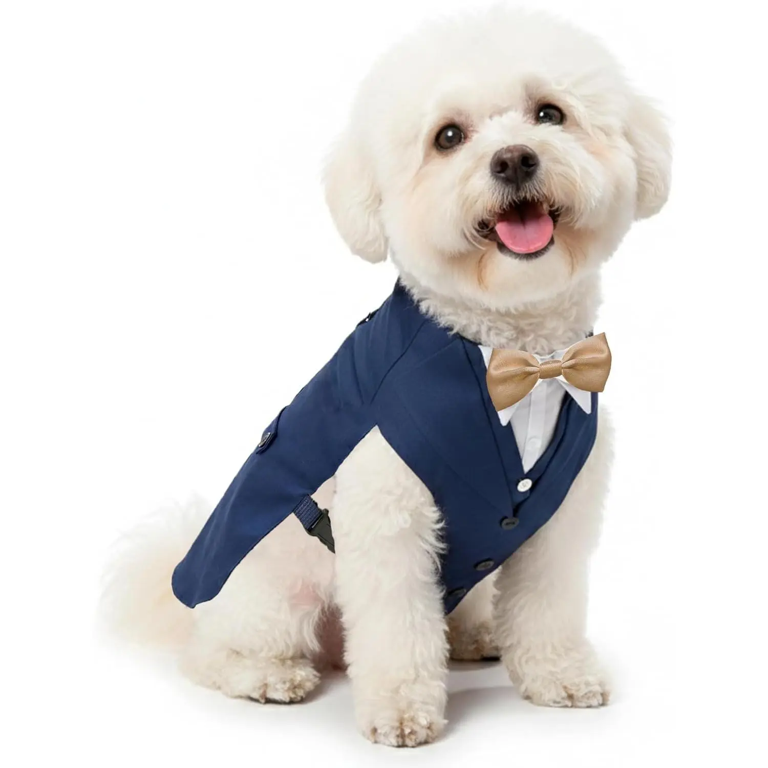 AVERYDAY Dog Tuxedo with Bow Tie for Wedding Outfit, Dog Suit Costume for Christmas Halloween Valentine’s Day, Adjustable Pet Tux Harness with Leash Ring, Formal Wear for Small Medium Large Dogs