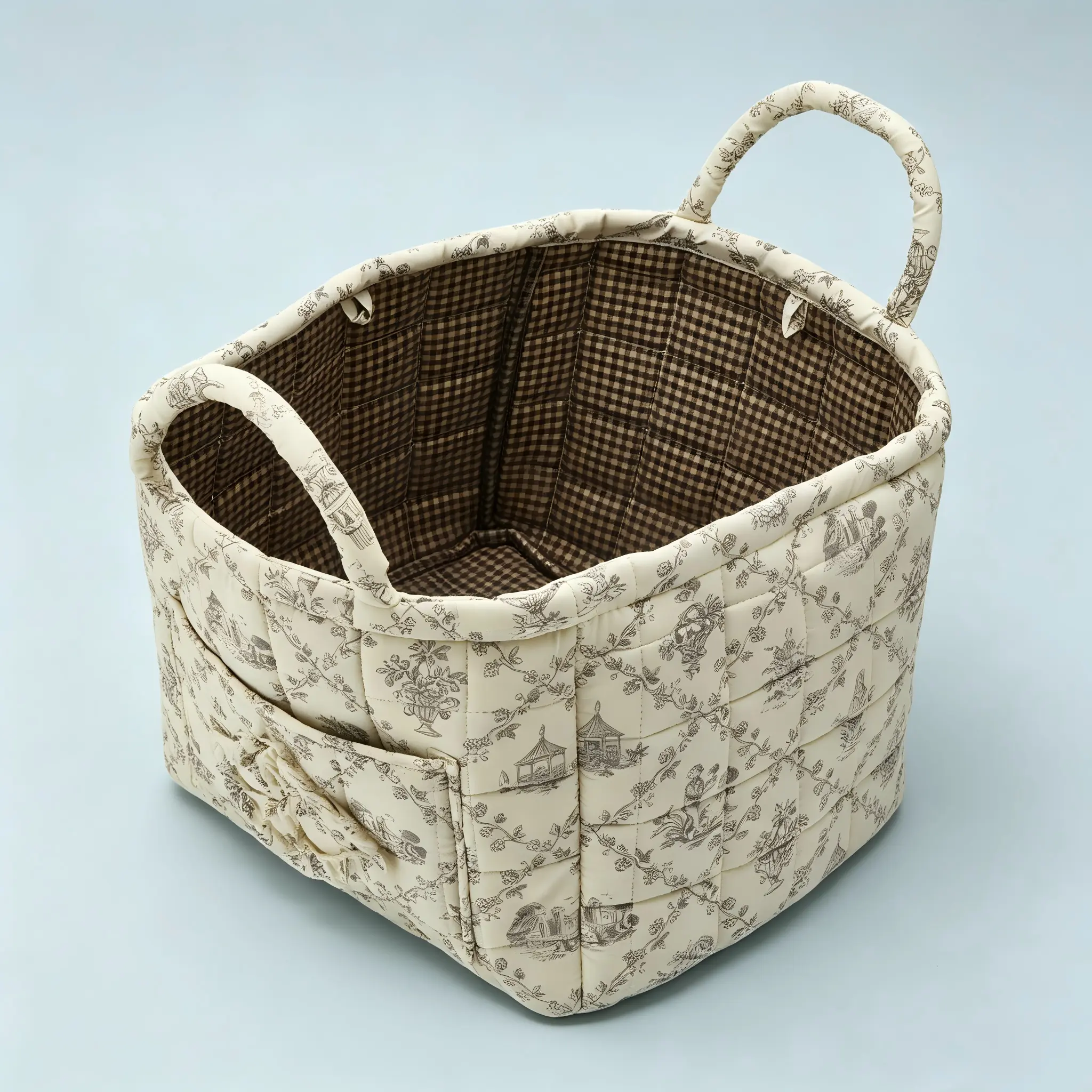 Large Foldable Vacuum Seal Storage Bag Organizer - Eco-Friendly House Organizers Laundry Storage Basket, Multifunctional Organizing Tote with Handle, Washable Farmhouse Style for Clothes (Basket Shape May Take Time to Recover Without Affecting Use)