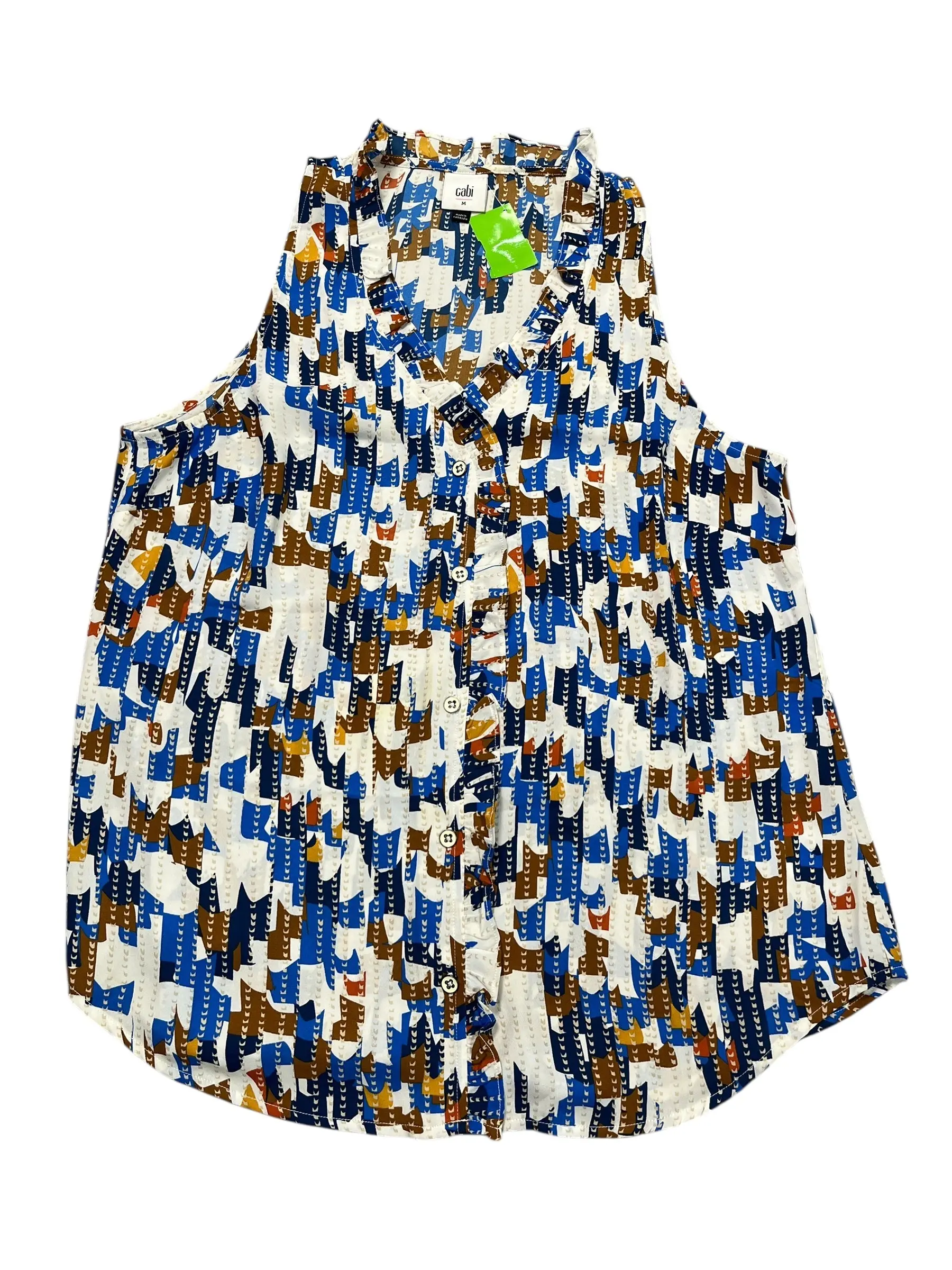Blouse Sleeveless By Cabi In Geometric Pattern, Size:M