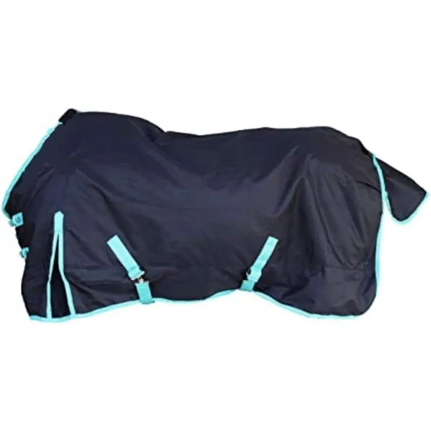 1200 Denier Horse RAIN Sheet (Waterproof/Breathable & Wind Proof Turnout Sheet) Horse Breathable RAINSHEET (Black-Turquoise, 76)