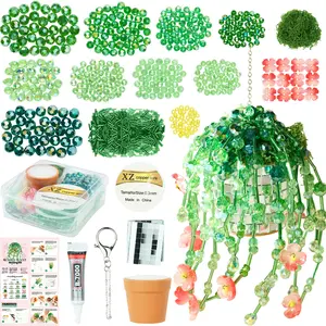 Beaded Plant Kit Forever Plant Kit Green Glass Beads for Plant Making,Green Beads for Beaded Plants with Video Tutorials,Forever Plant eads Leaf Bead for Jewelry Making DIY Craft
