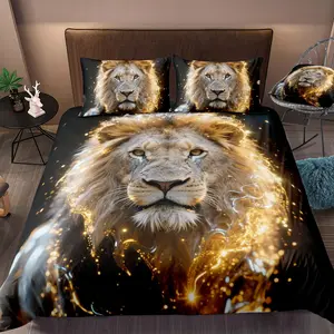Lion Pattern Decorative Bedding Set, 1 Count Soft Comfortable Duvet Cover & Pillowcase without Filler, Bedding Supplies for Home Bedroom Hotel