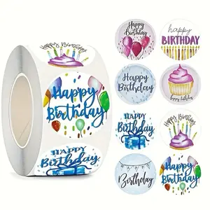 HBD Round Sticker Seal Labels Happy Birthday Stickers for Envelopes Boxes Children Friends Teachers 500 pcs 1 Roll 1 Inch Sticker Invitation Card Decor