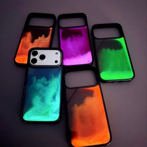 Luminous Quicksand Fluorescent Case For iPhone 17 Pro Max 16 15 14 Plus 13 Pro Max / Pro Air Liquid Glow Sand Case Luxury Glow in The Darkness Noctiluncent Liquid Sand TPU+PC Protective Cover Unique Design & Eye-Catching Glow Effect Men Women