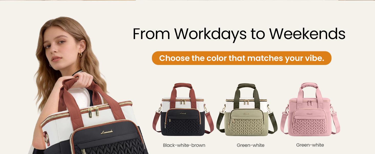 LOVEVOOK Lunch Bag Women, Insulated Wide Opening Adult Lunch Box for Women Work with Cup Holder, Large Lunch Cooler Tote Bag with Utensils Pocket for Office Campus Picnic Beach Mom Nurse Family