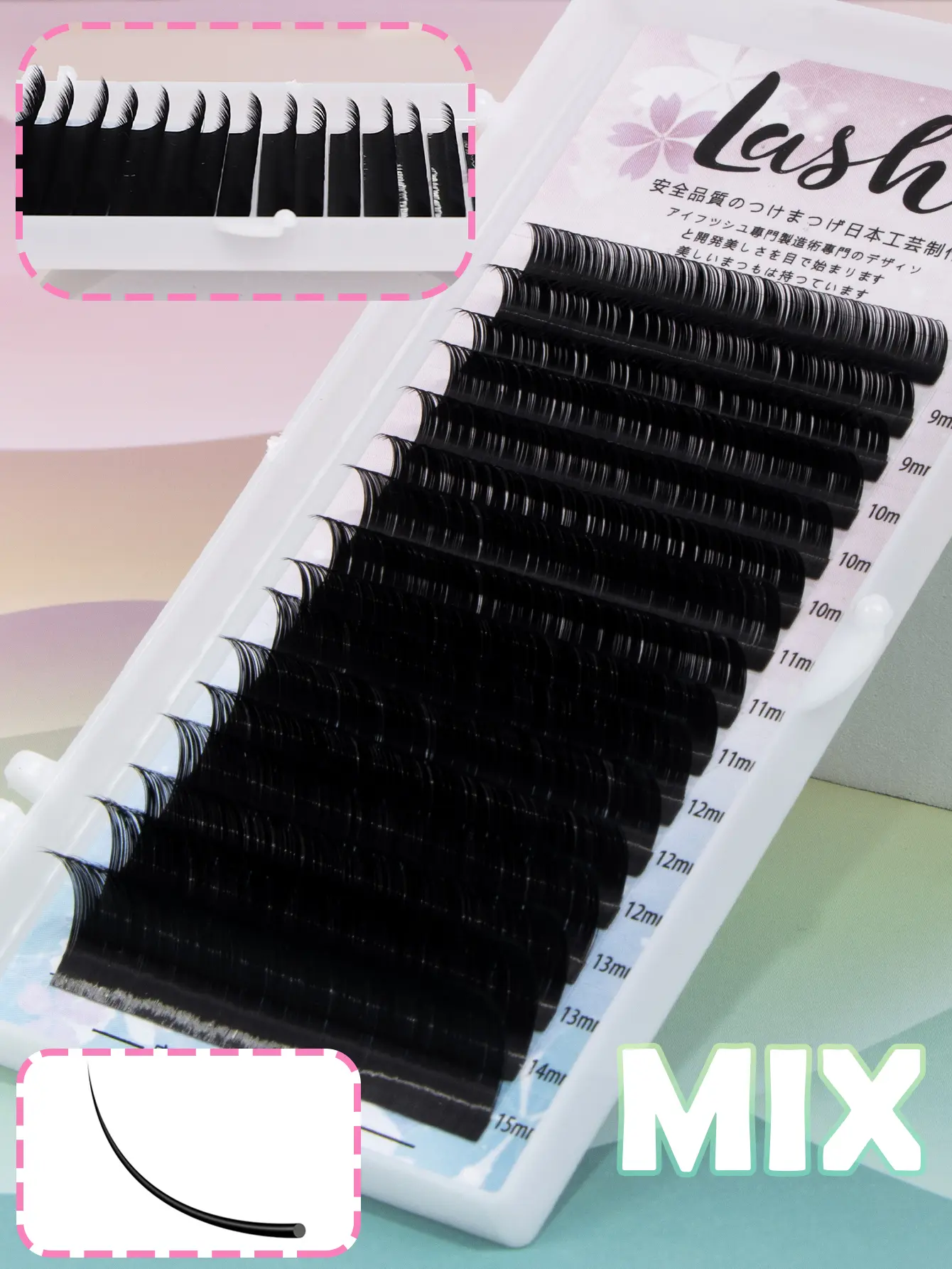 5/1Boxes 16 Row Mixed Classic Personal Implanted Eyelash Deep Black Matte Professional Soft Natural Artificial Eyelash Extension Makeup Beauty Personal Eyelash lashes