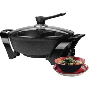 212 MAIN 6-Qt Electric Non-Stick Multifunctional Hot Pot with Divider, Adjustable Temperature, Black Kitchen Cookware