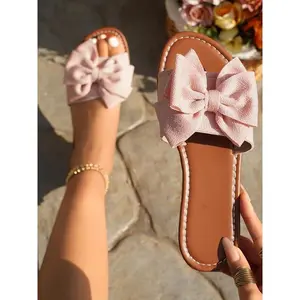 Bowknot Slide Sandals in Hot, Fashionable Women's Beach Footwear, Non-Slip Sole with Open-Toe Design for Comfort & Style(Sheets)