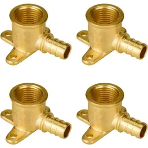 1/2 Inch Brass PEX Drop Ear Elbow Fittings, 4-Pack Elbows, Corrosion Proof, No Lead, UPC Certified, ASTM F1807 Compliant, Crimp/Clamps Compatible with PEX-B Pipe