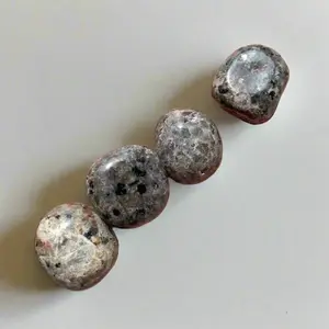 Yooperlite Tumbled Stones Natural Crystal Sphere Moonstone Crystals 0.75-1.25 Inches Charcoal Ash Grey with Ultraviolet Reactive Orange Patterns Fluorite Black Metallic Hematite