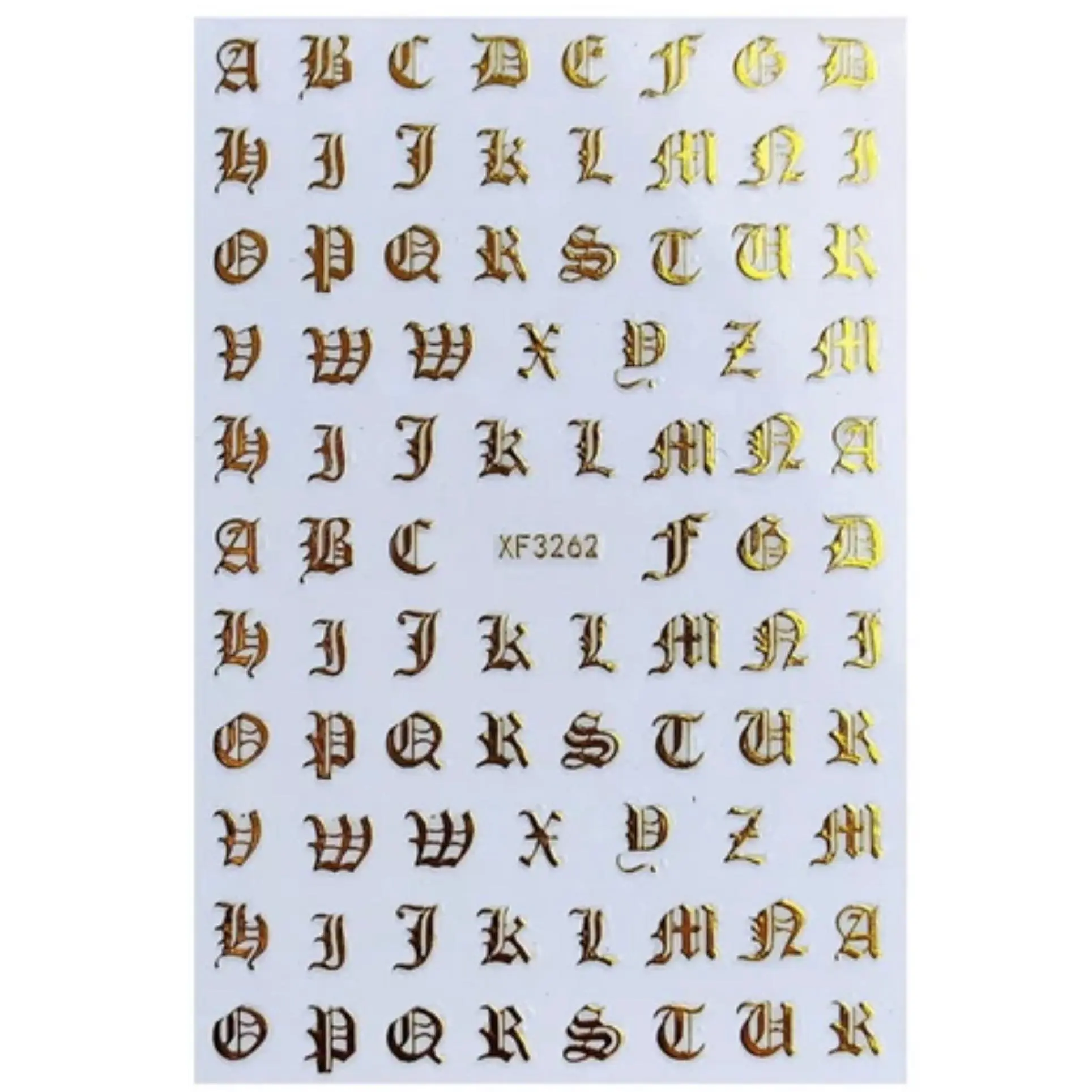 Nail Sticker Old English Letters Gold XFG3262