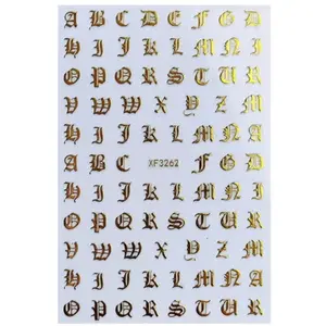 Nail Sticker Old English Letters Gold XFG3262