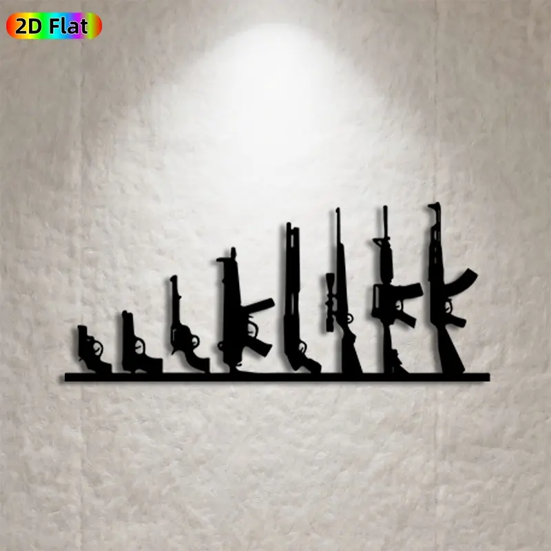 1pc Gun Silhouette Metal Wall Art, Dynamic Gun Statue Mural, Ideal Gift for New Year, Fathers Day, Weapon Decor Enthusiasts, Rust-Resistant Metal Wall Decor Wall Sculptures, Perfect for Garage Wall & Outdoor Fence Weapon Enthusiasts