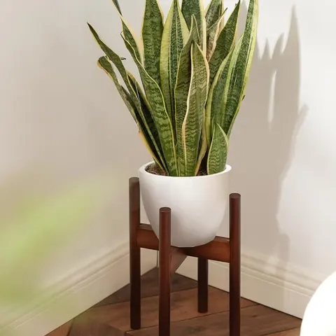 Bamworld Bamboo Round Planter Stand - Height-Adjustable Natural Wood Garden Accessory, 8-12in Pot Fit, Quick Installation, Elevates Small Planters, Reddish Brown Decor for Indoor Living Room, Bedrooms, Flower Rooms