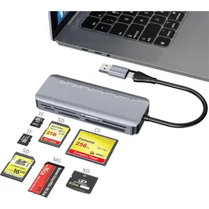 7 in 1 Memory Stick Pro Duo Card Reader, USB-C Multi Cards Reader for SD/TF/CF/MS/XD Cards, SD Card Reader for , Tablet, Laptop, Windows, Linux, Android, Camera,  Track Camera