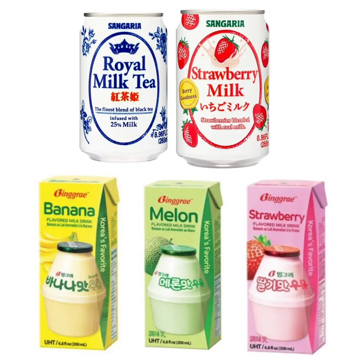 Binggrae flavored Milk variety pack/Sangaria flavored milk tea