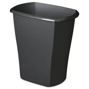 5.5 Gallon Rectangular Plastic Wastebasket, Black Office Trash Can