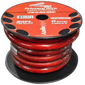 AUDIOP PS025RD Car Audio 25 ft. 0 Gauge Primary Cable - Red, Highest Quality Materials, Oxygen Free, Super Flexible