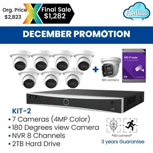 NVR KIT #2 with 7 Cameras (8MP Color), 2TB Hard Drive, 8 Channel, and Security Features