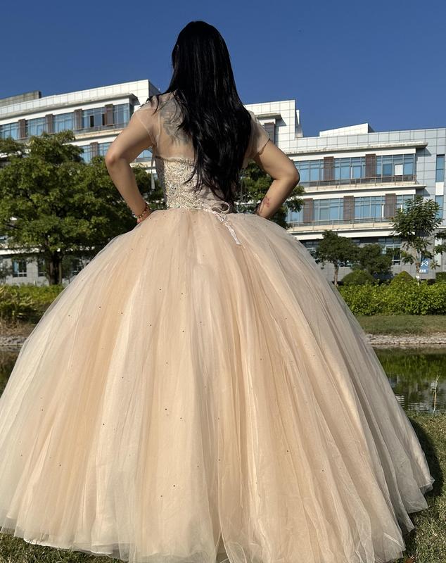 NO.49 Pattern Sequin and Diamanté Beaded Quinceañera Dress in Tulle plain mature bodycon party blue dress quince square neck plain party maxi