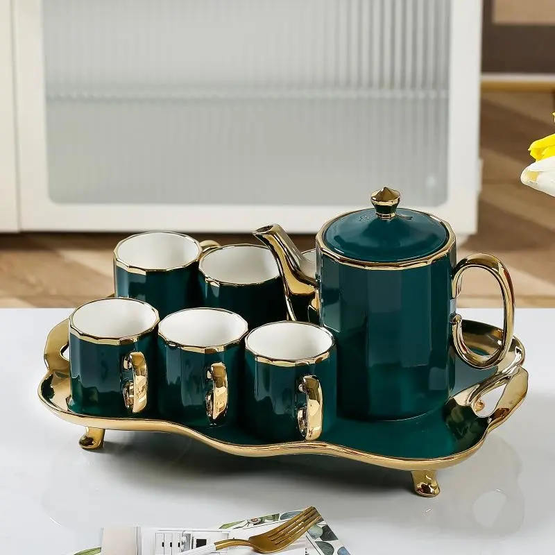 8pcs Ceramic Water Cup Set, Classic Home Living Room Cups, High Aesthetic Value, Ideal Gift for Moving In, Tea Ware Collection, Elegant Ceramic Cups