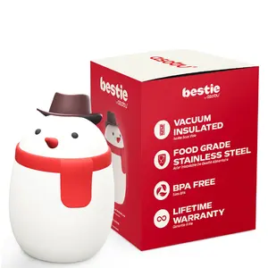 asobu Bestie Food Container – 20 oz Vacuum Insulated Stainless Steel Jar with Fun Silicone Character Lid – Keeps Food Hot or Cold for Hours – Ideal for On-the-Go Meals