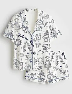 Bride To Be Satin Pajama Set, Short Sleeve Button Top, Elastic Waist Shorts, Wedding Gift Lounge Wear, Matching Family Sleep Outfit