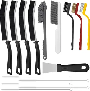 15-Pack Crevice Cleaning Brush Set with Hard Bristles for Grout & Gap Cleaning in Kitchen Bathroom Sink Tile Corners & Tight Spaces